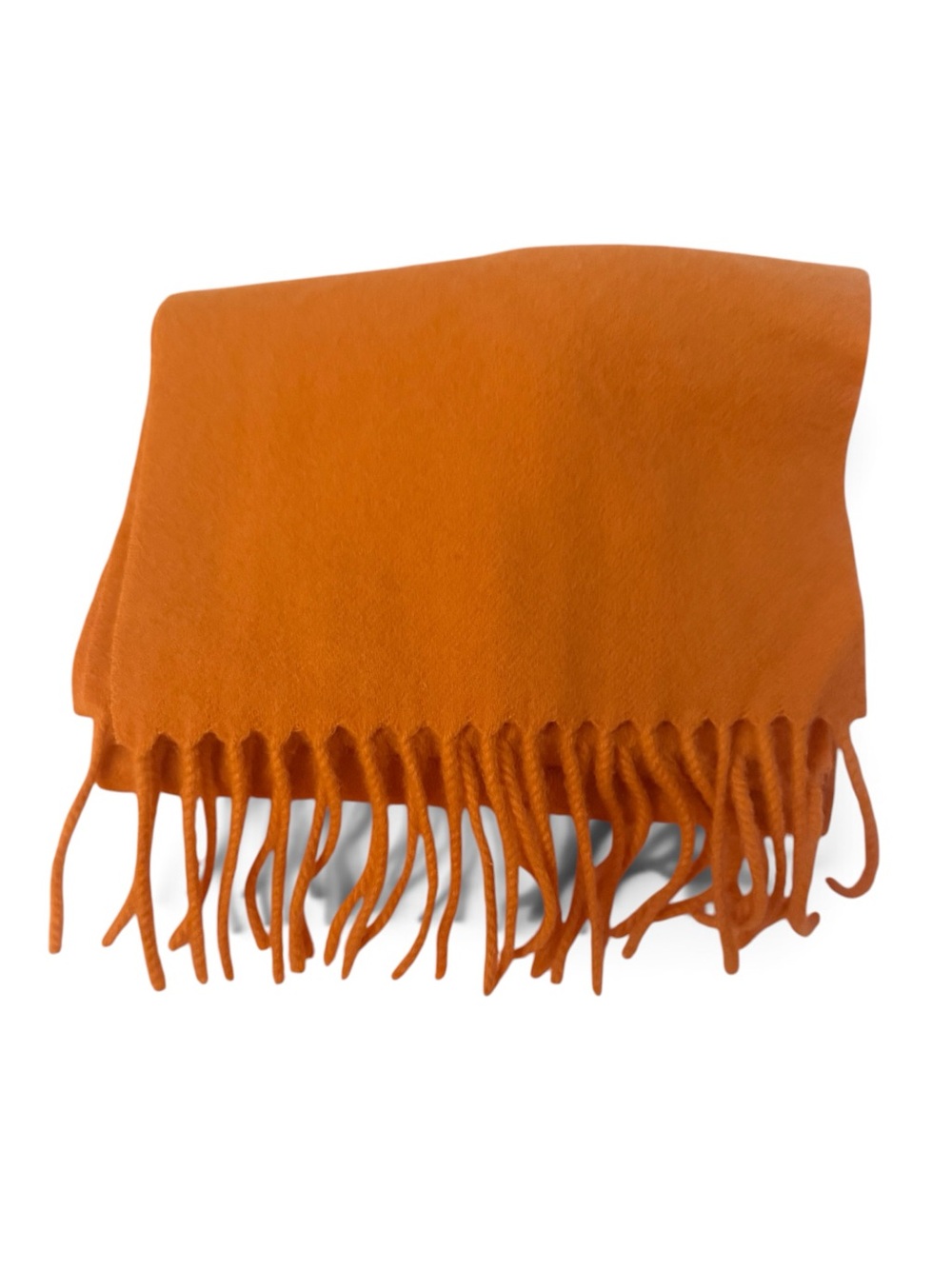 Loro Piana Bright Orange Fringe Cashmere Scarf Small